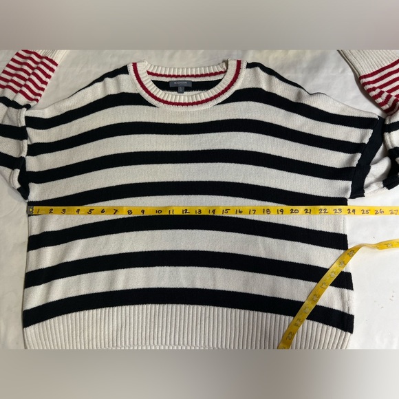 MADISON Beige with black and red stripe crew neck sweater size L - Picture 12 of 13